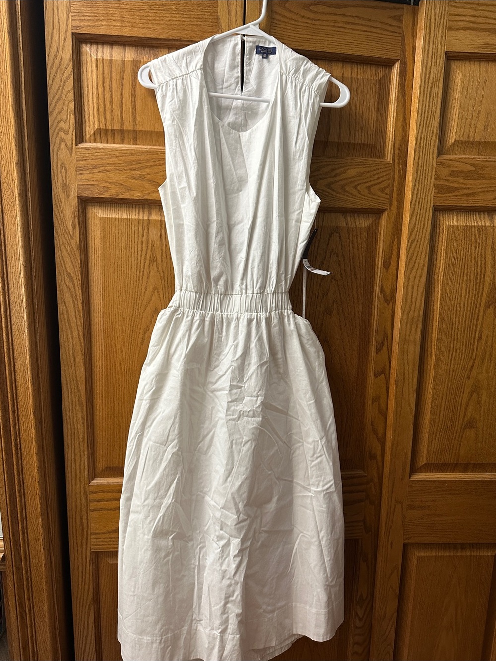 RACHEL Rachel Roy White Sleeveless Midi Dress with Elastic Waist
